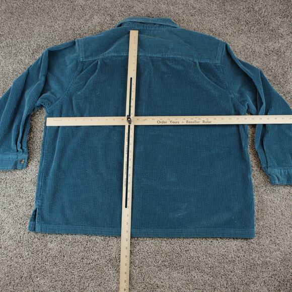 L.L. Bean Vintage 90s Womens 2XL Teal Wide Wale Corduroy Shacket Shirt Jacket - Picture 4 of 6